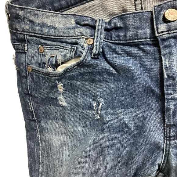 7 For All Mankind 7FAM Crop Straight Leg Jean Size 31 Flaw Distressed Cuffed - Picture 9 of 12